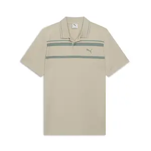 PUMA Mens Essentials Elevated Striped Short Sleeve Shirt Casual Casual - Beige
