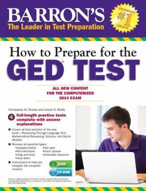 USED Book - How to Prepare for the GED® Test (with CD-ROM): All New Content for the Computerized 2014 Exam (Barron's GED) by Christopher Sharpe (Paperback) - english