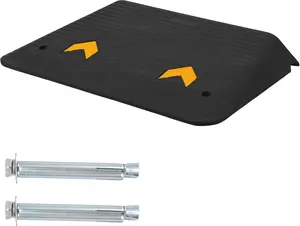 GARVEE Rubber Threshold Ramp Doorway with 4-Inch Rise, Non-Slip Surface, 33,000 LBS Capacity, Portable Wheelchair Ramp for Home Doorways and Driveway Curbs