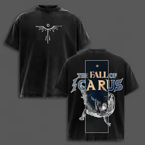 Icarus, The Fall Of Icarus Graphic – Broken Wings Acid Wash Tee, Human Pride & Fall Graphic Tee, Bible Verse Oversized Faith Shirt Crewneck Menswear Top Apparel, Streetwear T-Shirt 2