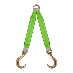 Polyester Vehicle Tow V-Strap with 8 in Classic Hook, Weight Balance Feature for Automotive & Motorcycle Escape Tools
