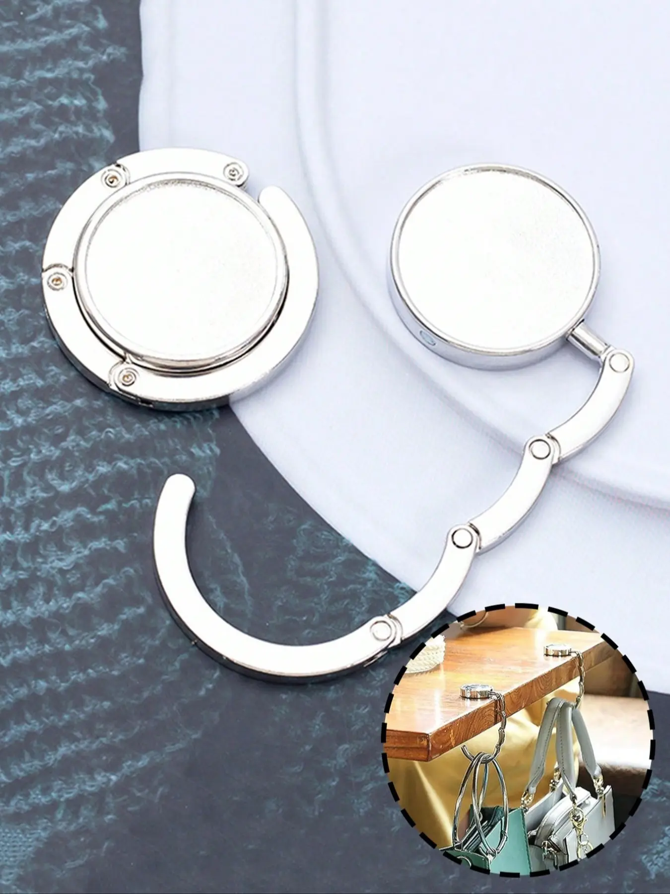 Portable Foldable Handbag Hook, Foldable Purse Hook, Securely Hangs on Tables, Unisex, Ideal for Travel and Daily Use, Perfect Gift for Fashion Lovers, Purse Hanger for Table, Bag Accessory, Carry Purse Hook