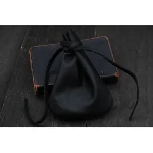 Black Leather Rosary Pouch