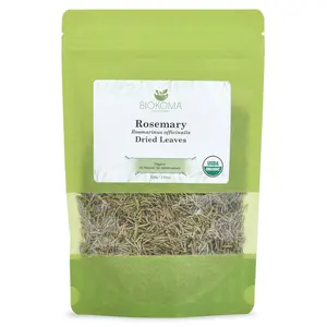 Biokoma Pure and Organic Rosemary Dried Leaves 100g (3.55oz) In Resealable Moisture Proof Pouch, USDA Certified Organic - Herbal Tea, No Additives, No Preservatives, No GMO, Kosher