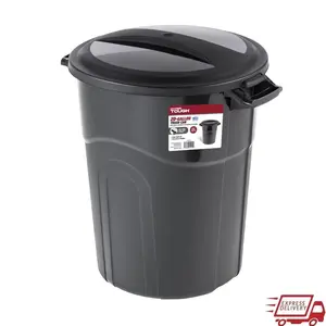 Heavy Duty 20 Gallon Plastic Garbage Can with Click Lock Lid Sturdy Handles Indoor Outdoor Use Perfect for Garage Patio Office