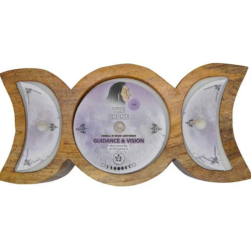 Crone Guidance &amp; Vision Triple Moon Candle 60 Hour — Ritual Altar Disc Candle