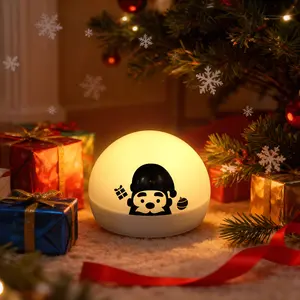 ZEEHOO Santa Night Light for Christmas Rechargeable LED Atmosphere Egg Lamp with Silicone Cover 8-Color Dimmable Kids Night Light Magnetic Mount Portable Xmas Room Decor Holiday Gift for Children Families
