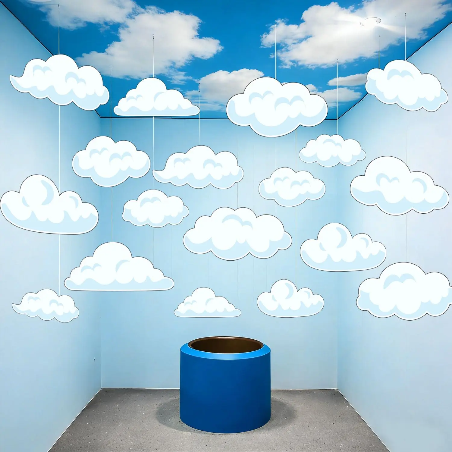 20 Pcs Clouds Decoration Fake Cloud Hanging Banner White Cloud Theme Decoration Background for Birthday Favors Room Ceiling Decor Supplies