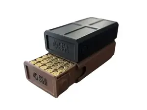 40S&W Stackable Sliding Tray Ammo Container 50 Rounds Compact Dual Locking Mechanism EDC Range Day 3D Printed Secure Closure