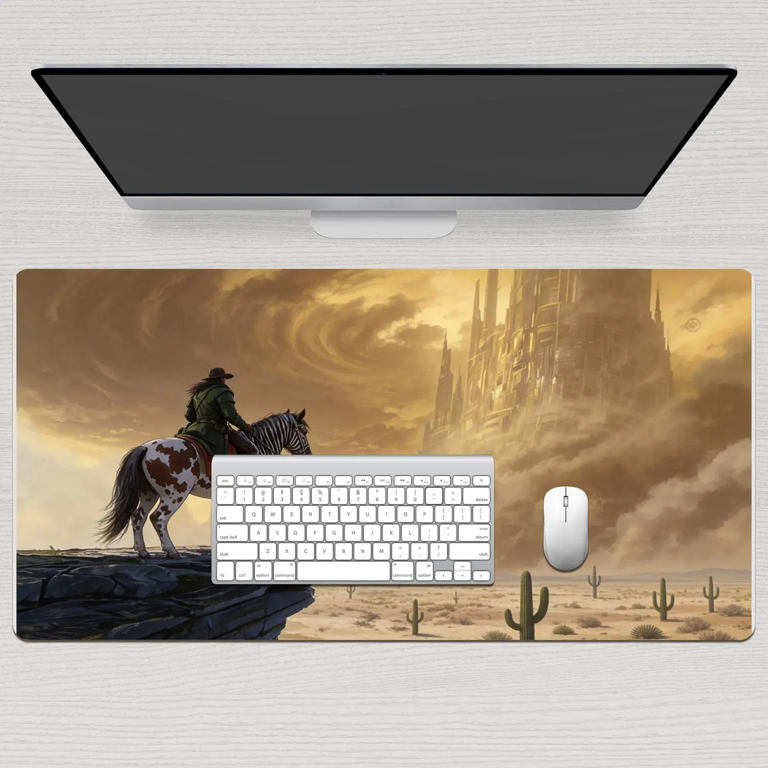 LIVEKEY Fantasy Castle Large Pink Gaming Mouse Pad - 31.5x15.7", Non-Slip Rubber Base, Stitched Edge, Smooth Surface for Precise Control, PC Compatible Gaming Desk Accessory for Office & PC Gamers, Mouse Pad Pink, Gaming Desk Accessories