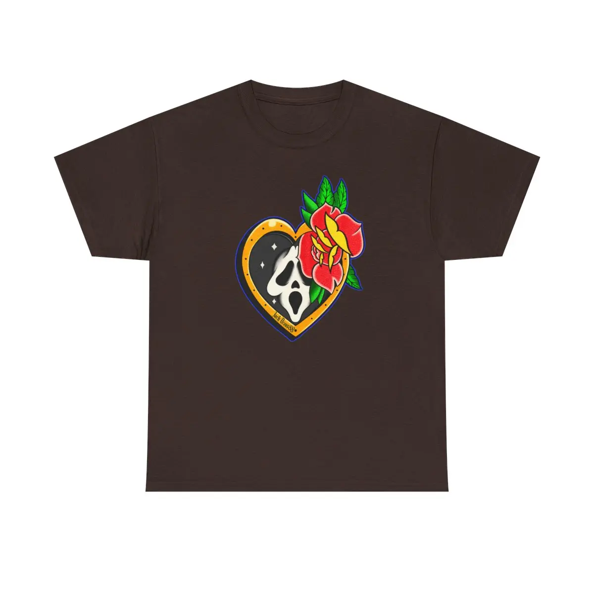 Ghostface heart on Front/Back Ghostface Grave Tombstone Scary Movie Time? Unisex Heavy Cotton Tee
