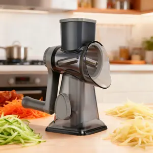 Multi-functional hand-cranked vegetable slicer, drum slicing and shredding vegetable slicer, cheese slicing and shredding kitchen small tools, 3 replaceable blades