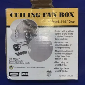Raco 299 Round Steel 1-Gang 5-Knockout Ceiling Rated Box 4.25 H x 2.56 D in.