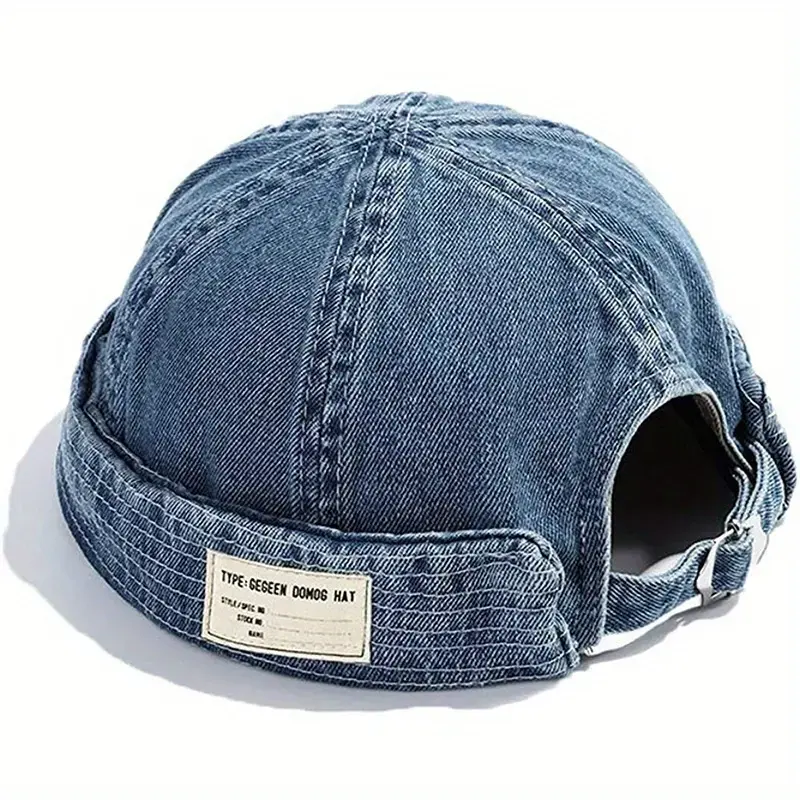 Vintage Washed Denim Beanie Cowboy Hat Design Lightweight Comfortable Casual Outings Daily Wear Headwear 100% Woven Denim