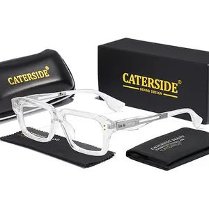CATERSIDE Punk Men's Glasses Vintage Square Thick Frame Unisex Anti Blue Light for Travel Beach Wedding Party Ideal Gift Choice