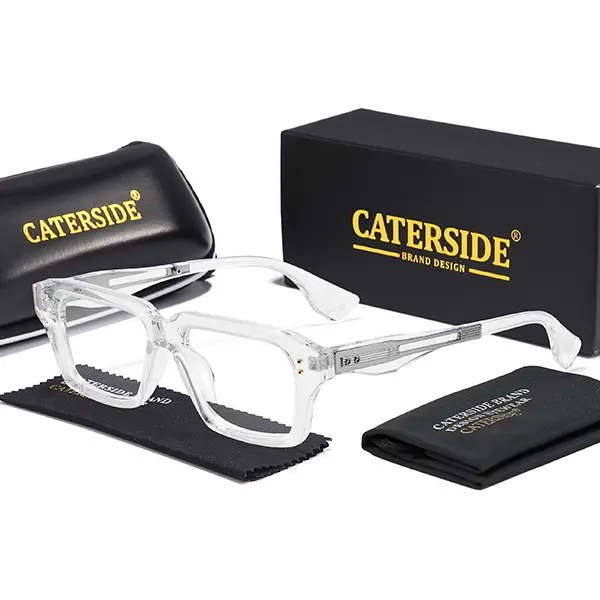 CATERSIDE Retro Statement Frame Glasses, Bold-Angular Polycarbonate Casual Frames with Anti-Blue Light Lenses, Fashion Glasses, Full Rim, Bold Angles, Blue Light Blocking Lens, Pc, Square, Unisex, Adult, Bluelight Glasses, Vintage Eyeglasses
