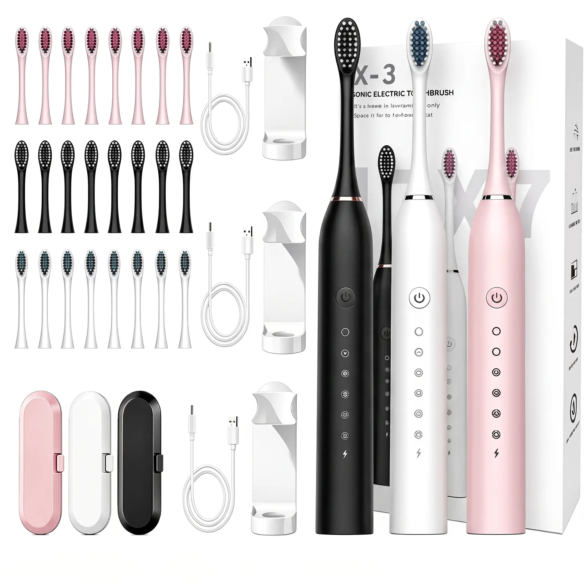 Sonic Electric Toothbrush for Adults with 8 Brush Heads, Rechargeable Toothbrush Set, 6 Cleaning Modes, IPX7 Waterproof, Smart Timer, Travel Case Included,Toothbrush holder