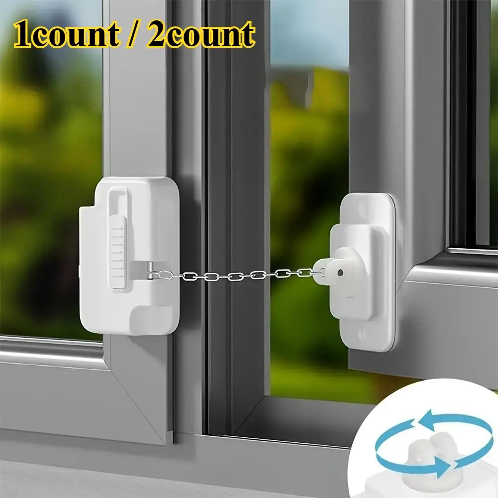 Adjustable Safety Ventilation Window Safety Lock Chain, Self-adhesive Window Limiter, Window Hardware for Home, Office, Hotel, Apartment, Locking Device, Security