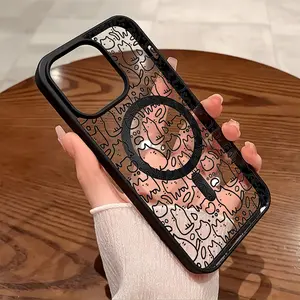 Premium Magnetic Phone Cases for iPhone11/12/13/14/15/16//17/Air/promax/Plus Doodle cute kitty cats y2k cased MagSafe Ready, Anti-Fall, Springtok and Ultra-Thin Design | Perfect for Everyday Use Screen Protector Resistance