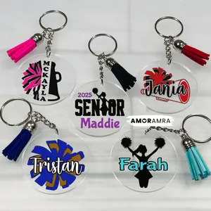 Personalized Cheerleader Keychain, Cheer Gifts, Pom Pom Cheer Keychain, Megaphone Keychain, Cheer Bow Keychain, Cheer Team Bulk Gift, Cheerleader Accessories