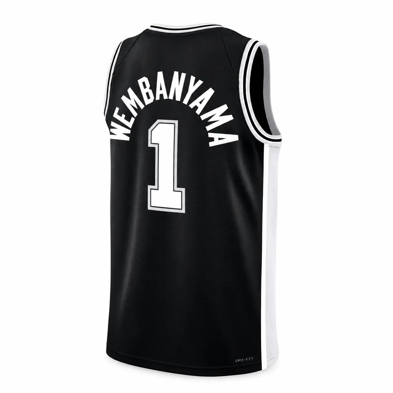 Wembanyama #1 Swingman Basketball Jersey 2026 Full Logo - Black White Pro Style Hoop Fan Shirt