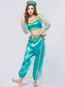 Adult Aladdin Jasmine Princess Dress Cos Game Uniform, Halloween Costume, Role Play Clothing, Cosplay, All Seasons, Slim-Fitting