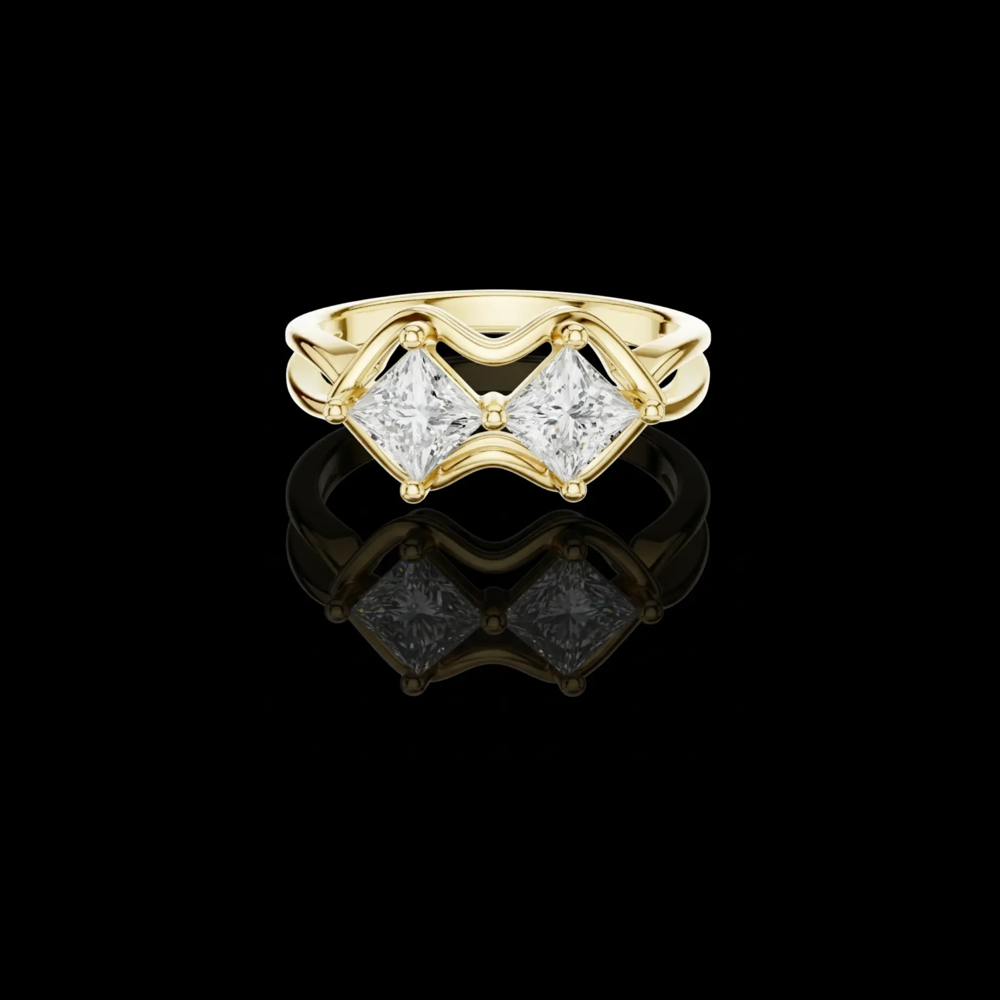 Toi Et Moi Princess Cut Lab Grown Split Band Engagement Ring