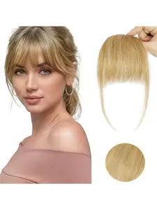Human Hair Air Bangs Clip-In Wig for Women, Natural Seamless Side Swept Bangs, Hand-Tied Forehead Piece, Daily Wear Accessory