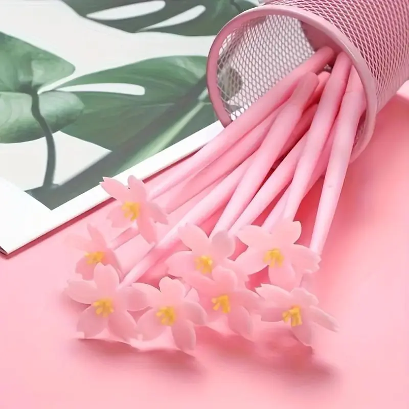 Sakura Design Gel Pen, 5/10/20/30pcs Cute Floral Design Gel Pen, Silicone Body Writing Pen for Students, Exams, Office Writing, Perfect Gift
