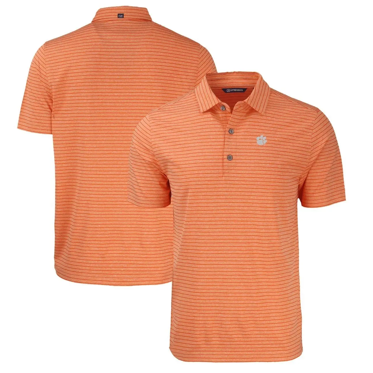 Clemson Tigers Cutter & Buck Forge Eco Heathered Stripe Stretch Recycled Polo - Heather Orange