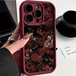 A High-Edge Red Rose Patterned Phone Case, Elegant Blooming Rose Water Pattern, Compatible with for Apple for iPhone Models17 16 15 14 13 12 11 PRO MAX PLUS,AIR Mini SE and iPhone XS MAX, The Perfect Birthday Gift for a Girlfriend, Boyfriend, Or Friend.