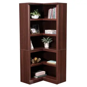 Sauder Miscellaneous Storage Corner Bookcase - With 5 Fixed Shelves, Ideal for Home Offices & Living Rooms