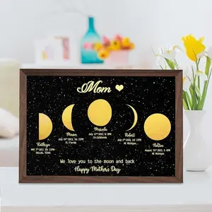 Mother's Day Moon Phase Gift For Mom 2024, Custom Family Gold Foil Moon Phase Plaque, Real Moon Picture Print Wall Art, What The Moon Looked Like, Mother's Day Father's Day Personalized Gifts For Mama, Dad