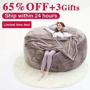 3FT/4FT/5FT/Jumbo/7FT(with Filler) bean bag Lazy sofa Beanbag Chairs For Adults Ship Free High-Rebound Memory Foam Furniture Flannel Cover Removable