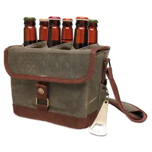 Lillian Vernon Beer Caddy Cooler Tote- Holds a 6 Pack of Bottles, Great For Camping and Fishing Pouch Holder