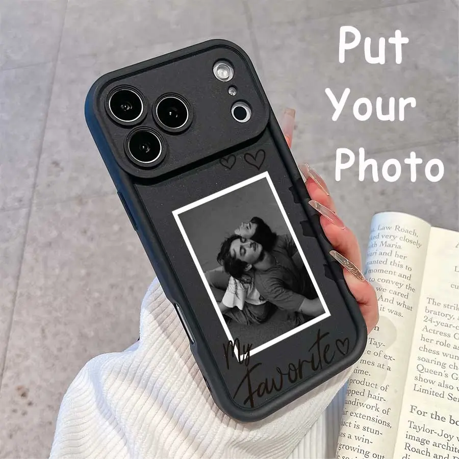 Custom Photo Phone Case for Couples,Black My Favorite Heart Black White Photo Case.For Galaxy S25, S24, S23,  PLUS, FE And Ultra,Galaxy A33  For Iphone17 Pro Max, 16, 15,  A Perfect Gift For Birthdays, Holidays,, Smartphon
