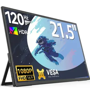 21.5 Inch FHD 1080P Portable Monitor 120Hz IPS Display 100% sRGB HDR Low Blue Light Anti-Glare Ultra-Slim VESA Mountable Dual USB-C PD 60W HDMI USB-A Plug & Play for Mac M1-M3 Windows PS5 Xbox