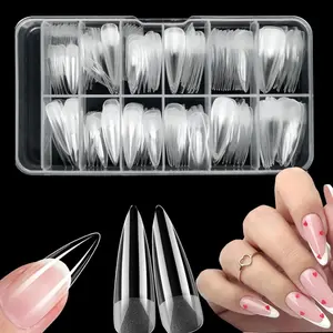 Clear Fake Nails, 240pcs/box Long Stiletto Nail, Soft Gel Nail Stiletto Press on Nails, Full Cover False Nails, Artificial Fingernail for Gel Nail Extension, Nail Tips