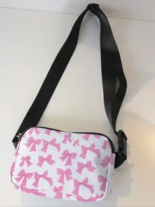 Women's Cute Bow Pattern Fanny Pack, Fashionable Large Capacity Travel Storage Bag, Casual Versatile Zipper Crossbody Bag for Daily Used, Waist Belt Bag
