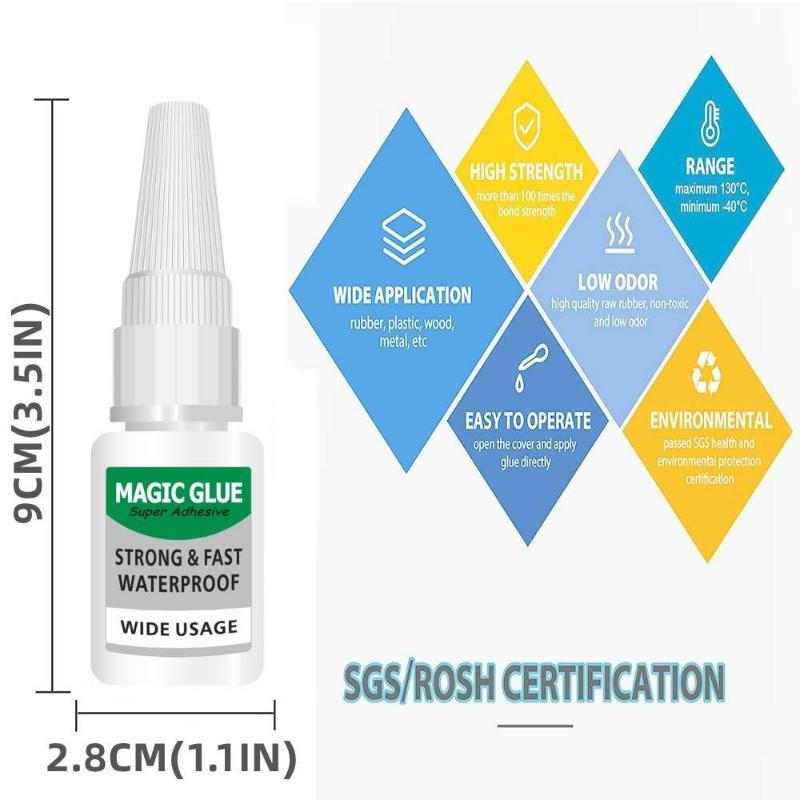 Multi-Purpose Adhesive, 4PCS Magic Super Glue for Shoes, Ceramics, Porcelain, Metals, Plastics and More, Instant Bond and High-Strength 4PCS Magic Glue Shoe Glue New Super Glue