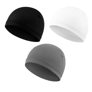 3Pcs Skull Caps Helmet Liner Sweat Wicking Cap Thermal Running Beanie Soft Lightweight Breathable Headwear for Cycling Sports Black