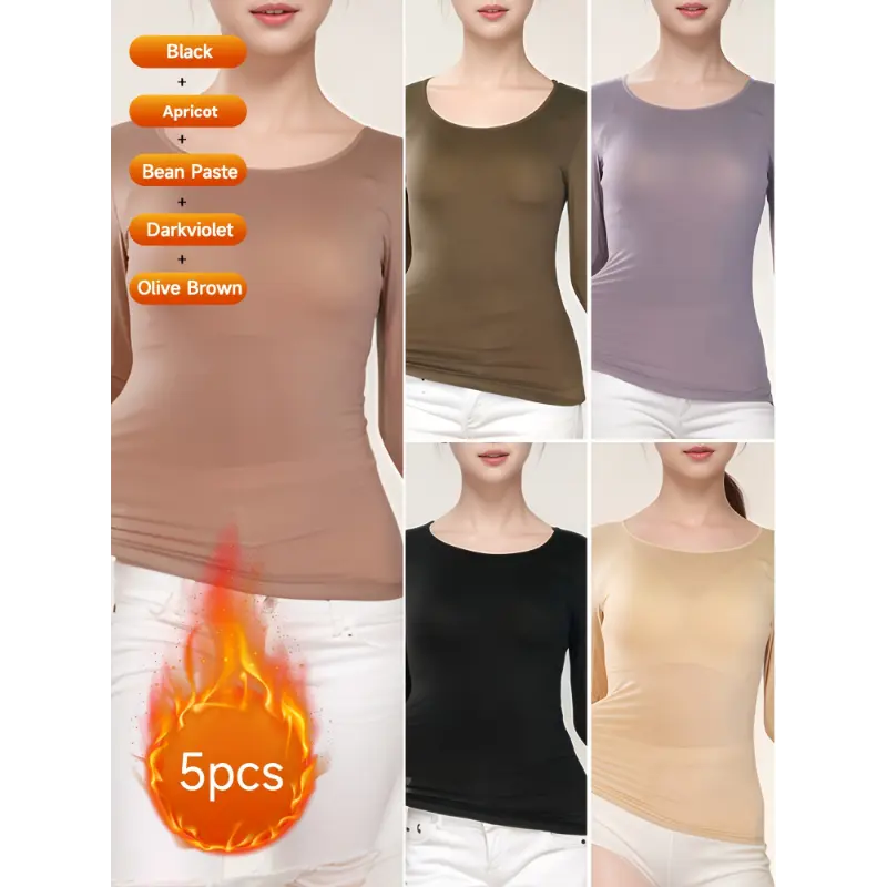 Women's Base Layer Top, Ultra-Thin Seamless Long Sleeve Shirt in a Stretchy Polyamide Knit Fabric, Solid Color for Fall and Winter Wear