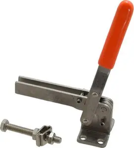 Stainless Steel Knu-Vise V-200(SS) Manual Hold Down Toggle Clamp, 200lb Holding Capacity, Vertical Handle, 60° Handle Movement, 110° Bar Opening, U-Bar, Flanged Base, Hardware Application Tool