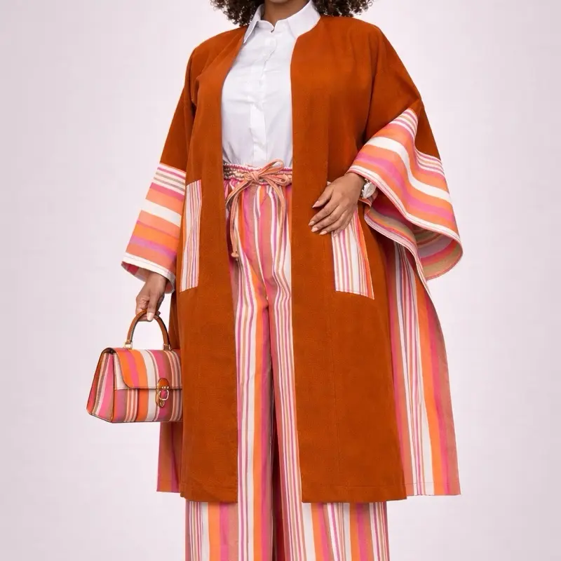 Elegant 2 piece Asoke Kimono Jacket & Wide Leg Pant Set - Suitable for Women, Stylish Design - Womenswear Glam