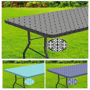 1 PC 6 Foot Washable Rectangular Fitted Table Cover with Elastic Edge for Camping Picnic and Garden Party