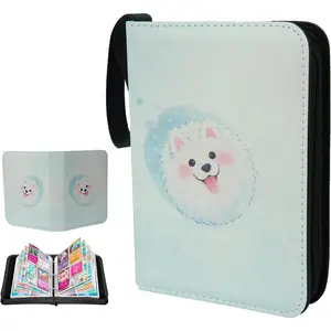 Cute Pink Card Binder, 400 Pockets with 50 Protective Pages, Ideal for Collectors for Card Storage and Protection (white dog)