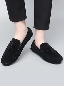 Men's Slip-On Loafers Round-Toe Driving Moccasins Rubber Sole All-Season Casual Formal Business Office Travel Shoes Comfortable Slip-Resistant Arch Support Easy-Clean Minimalist Design