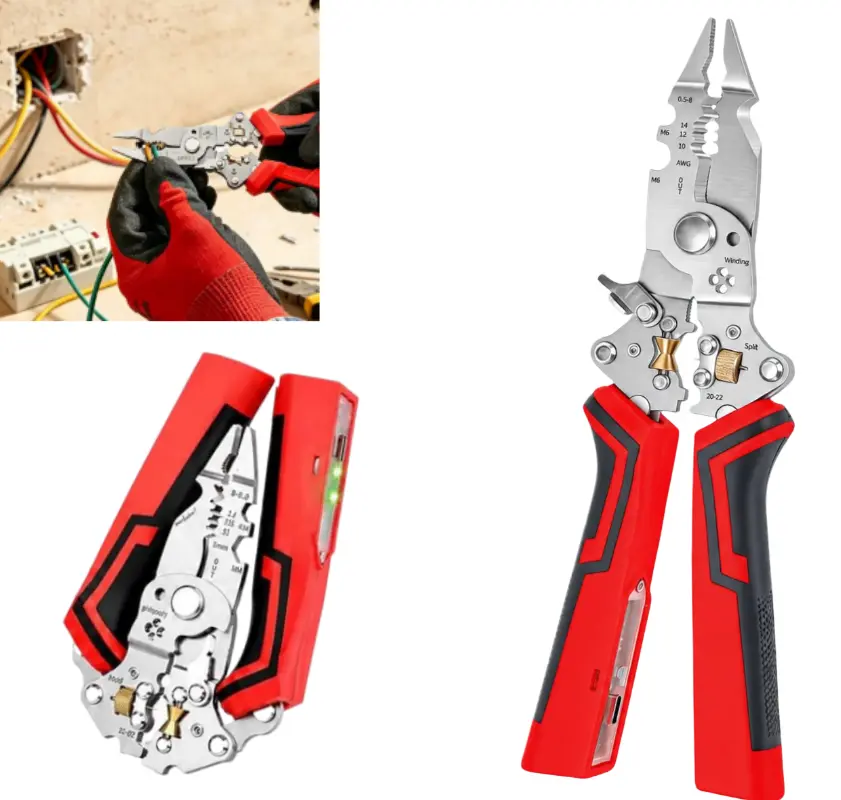 New 16-in-1 Folding Wire Stripper for Cutting Wires, Cable Cutter, Voltage Testing, Suitable for Professional and Home Use, 12V to 250V AC/DC Live/Neutral/Hot Wire Judgment