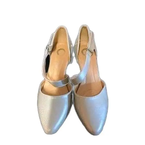Journee Collection Tillis Pump with Small Stiletto Heel - Silver Metallic Finish & Comfortable Fit