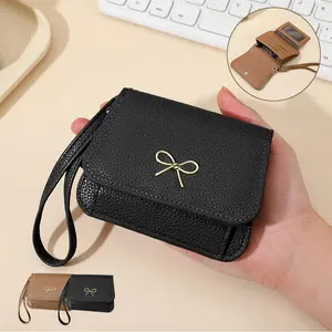 Cute Bow RFID Wallet for Women – Slim Wristlet with Card Slots & Zipper Pocket